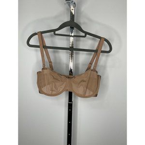 CUUP The Balconette Bra 34E Natural Taupe Sheer Mesh